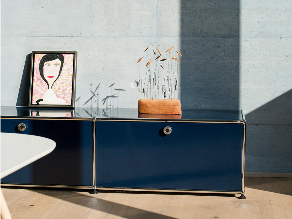 blue usm haller for a tranquil home office